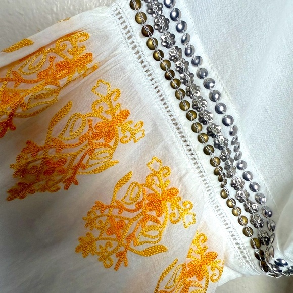 Sundance White and Orange Tunic with Intricate Embroidery Size L - Picture 5 of 8